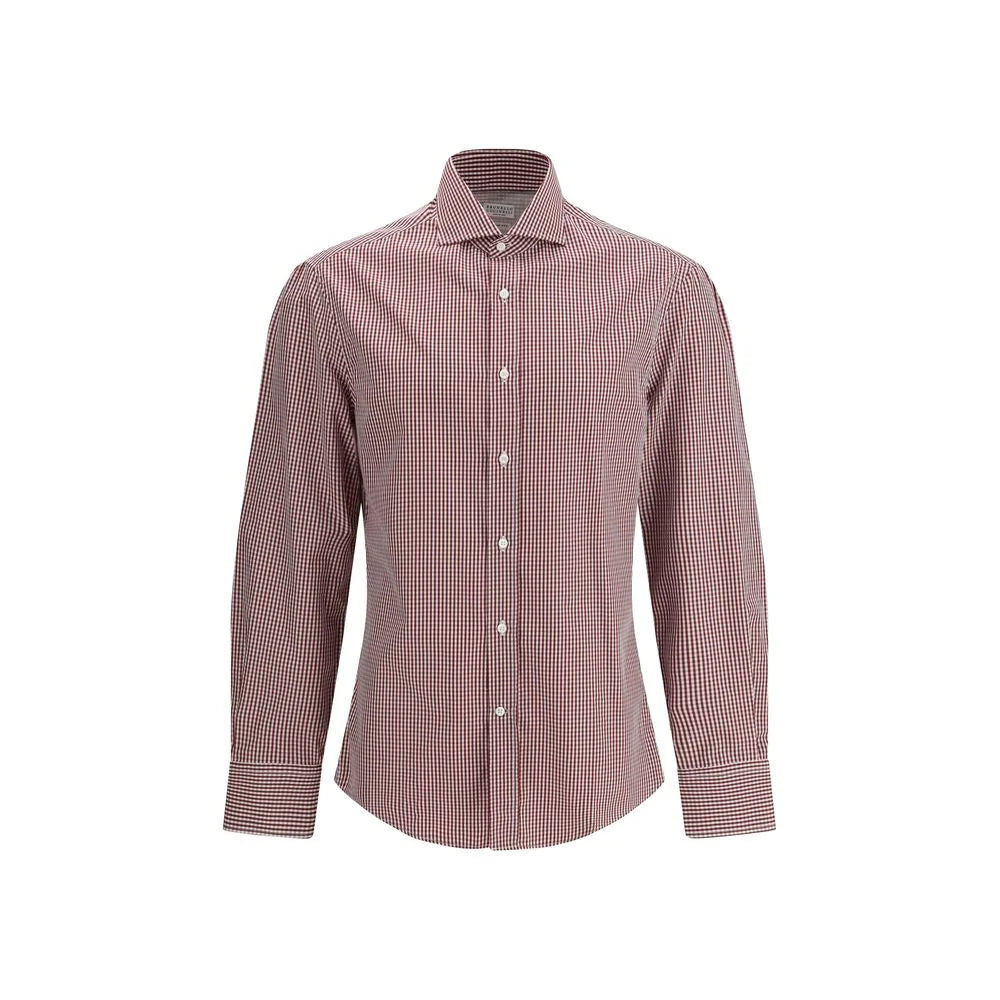 Brunello Cucinelli Red Cotton Pattern Shirt