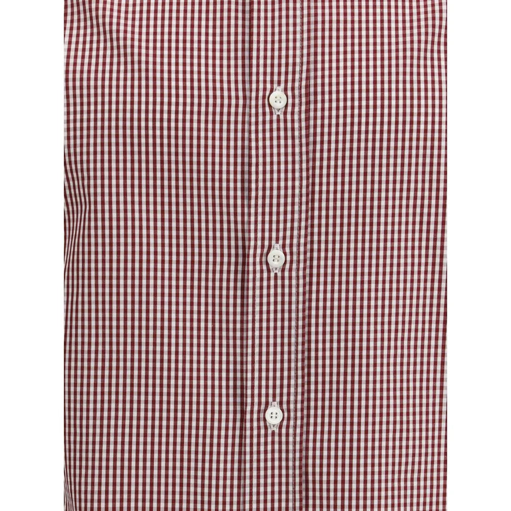 Brunello Cucinelli Red Cotton Pattern Shirt