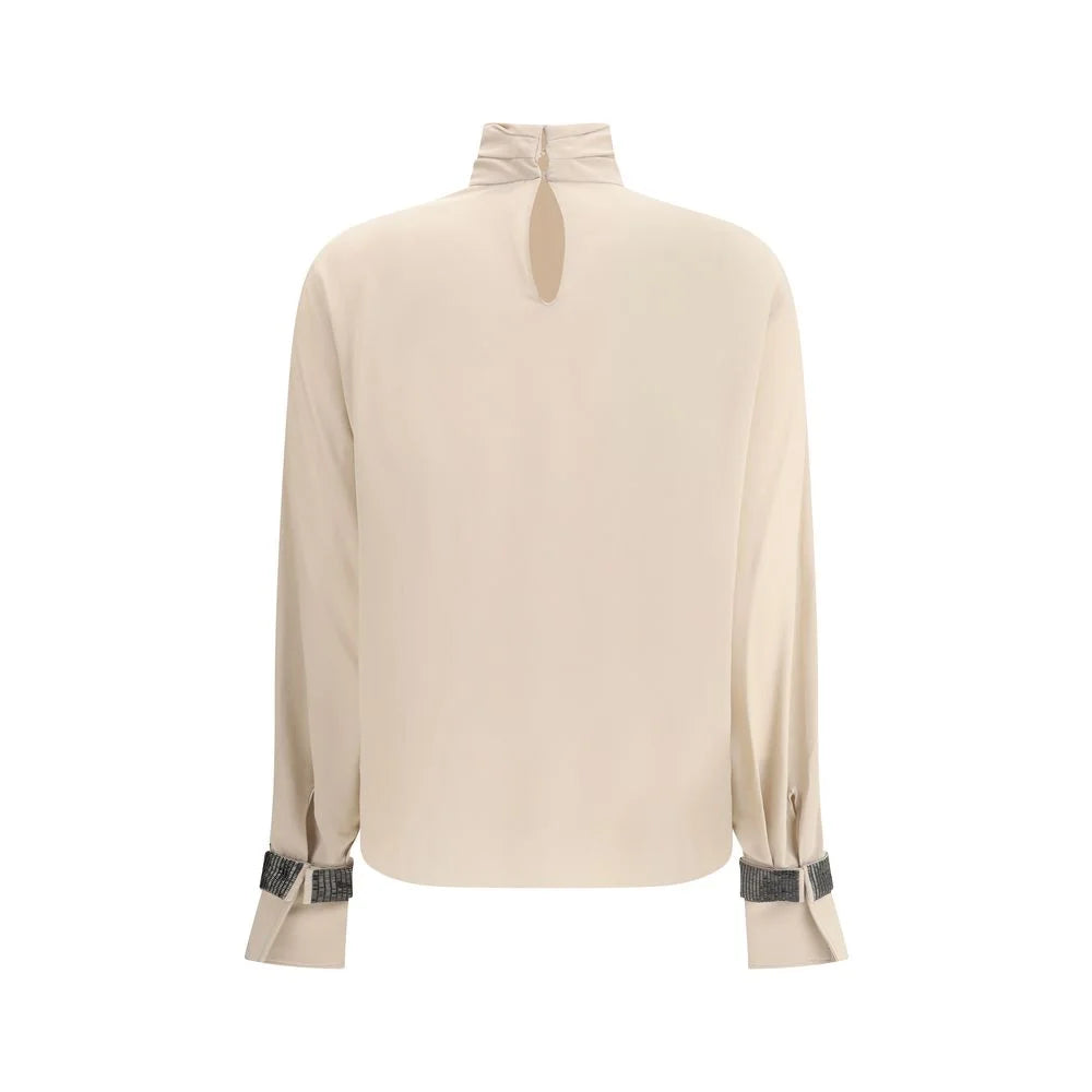 Brunello Cucinelli Silk turtleneck Blouse with Precious Bracelets - S - Blouses