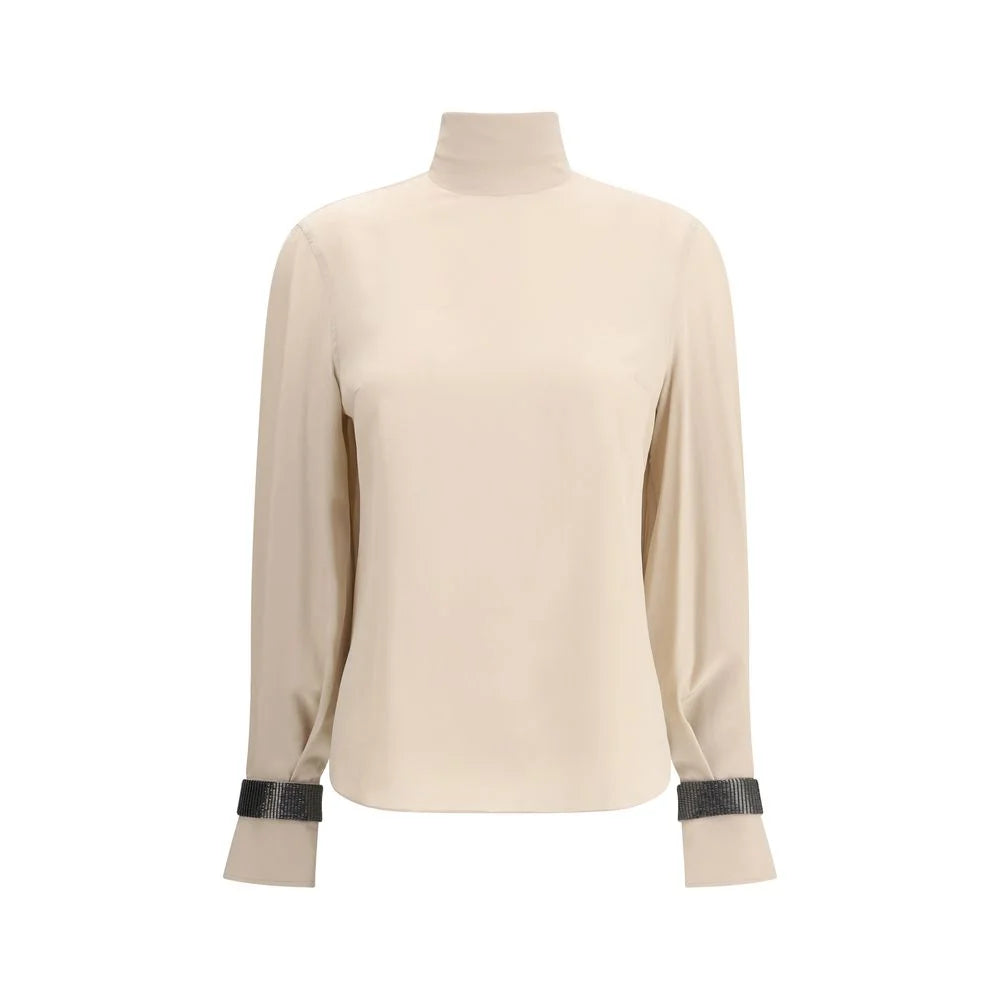 Brunello Cucinelli Silk turtleneck Blouse with Precious Bracelets - S - Blouses
