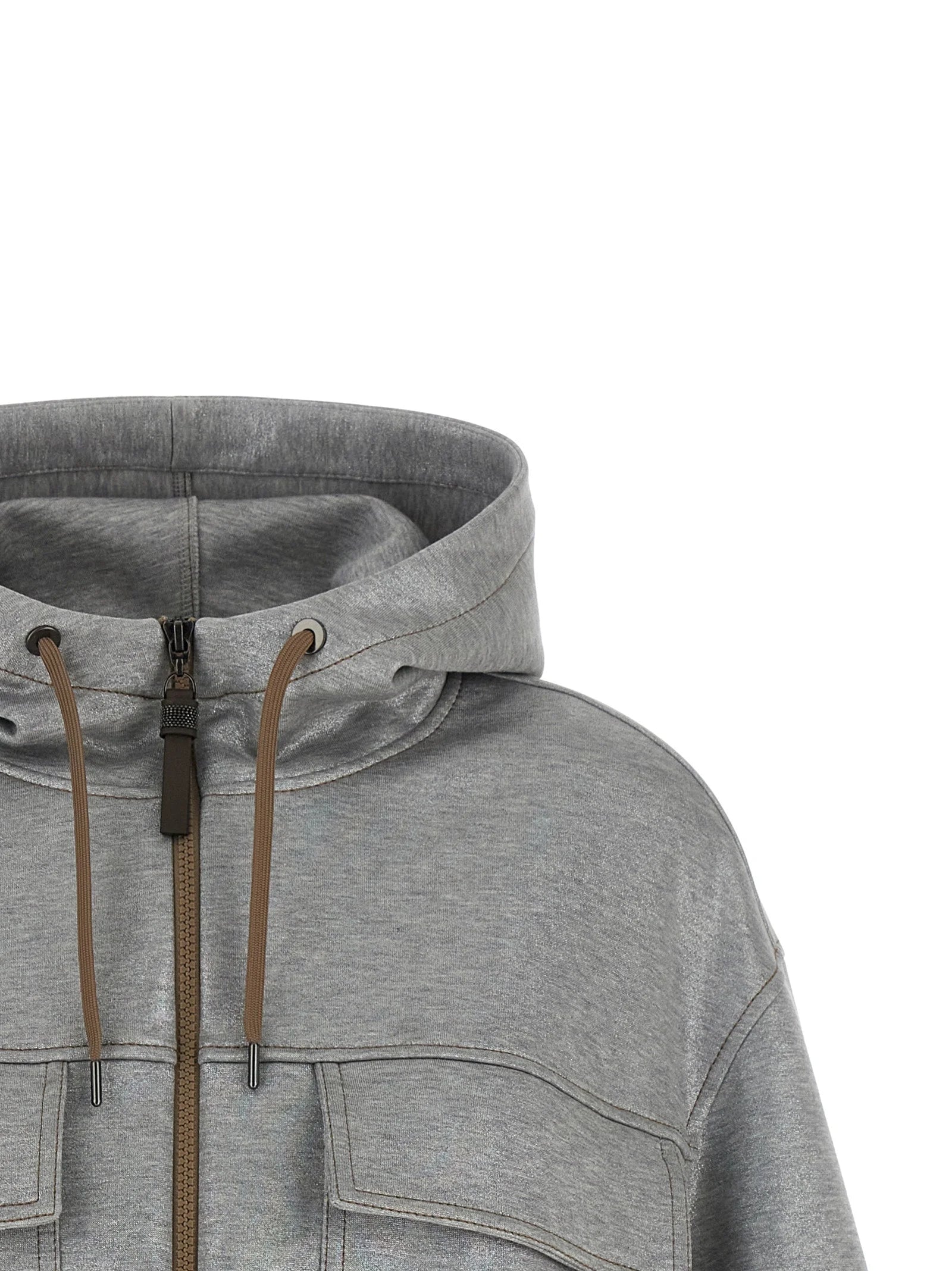 Brunello Cucinelli Silver Cotton Bomber