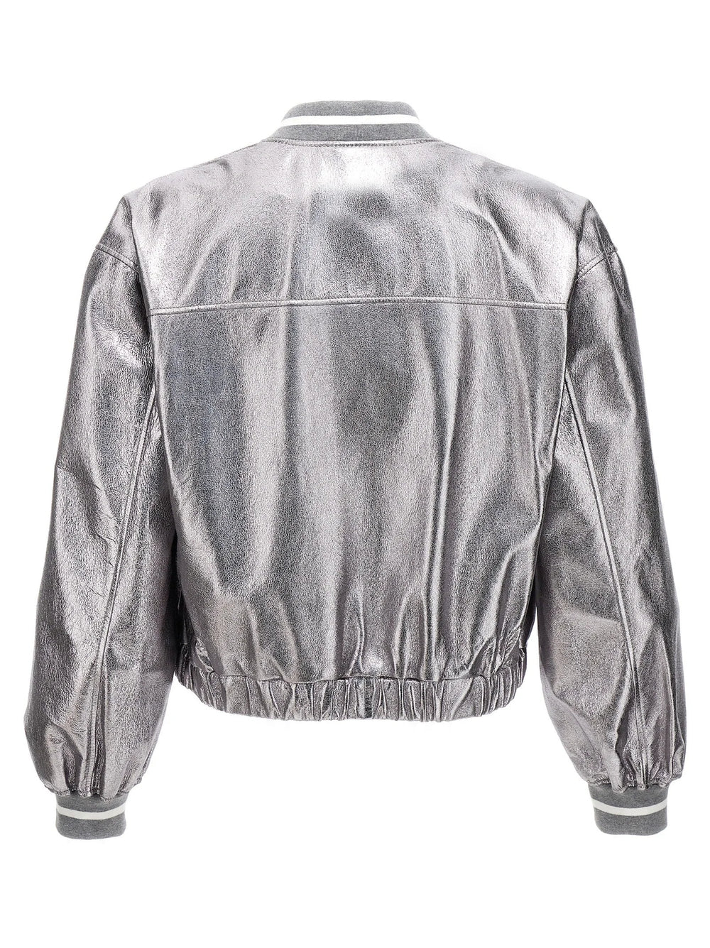 Brunello Cucinelli Silver Leather Bomber - IT42