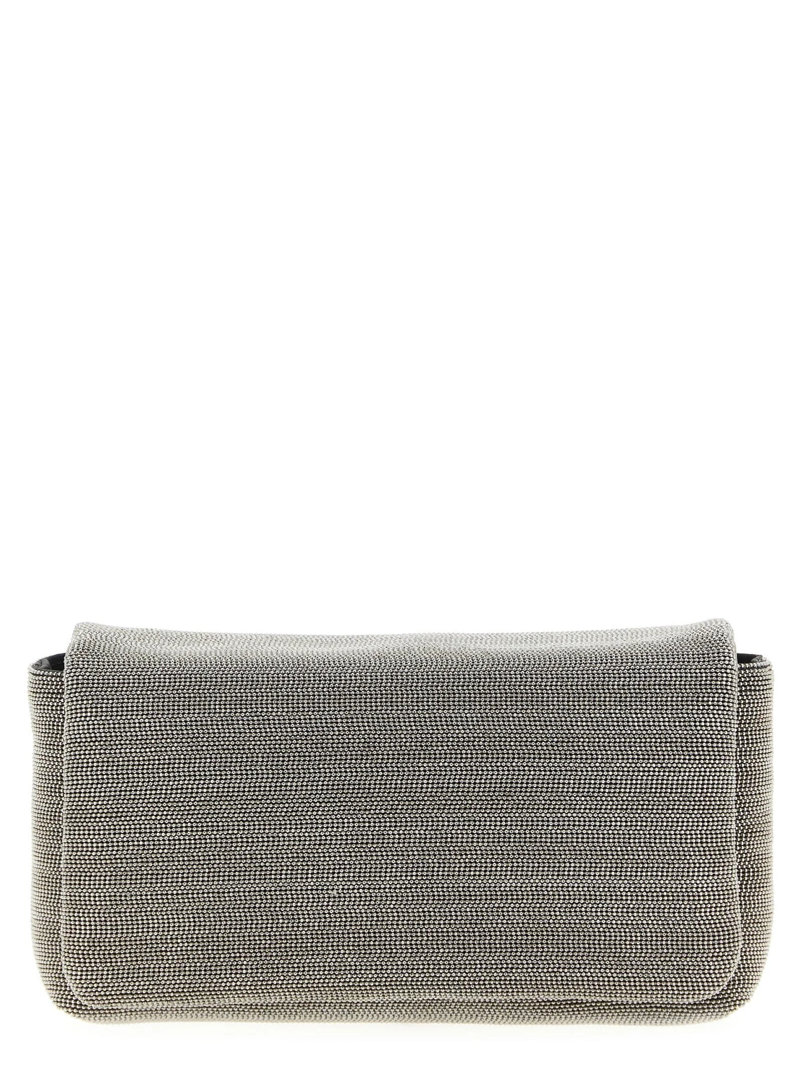 Brunello Cucinelli Silver Leather Clutch Bag
