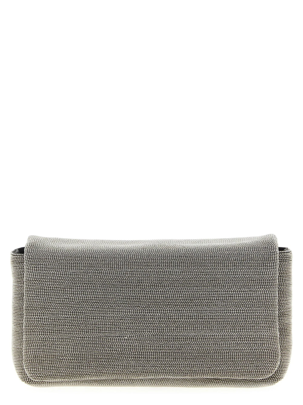 Brunello Cucinelli Silver Leather Clutch Bag