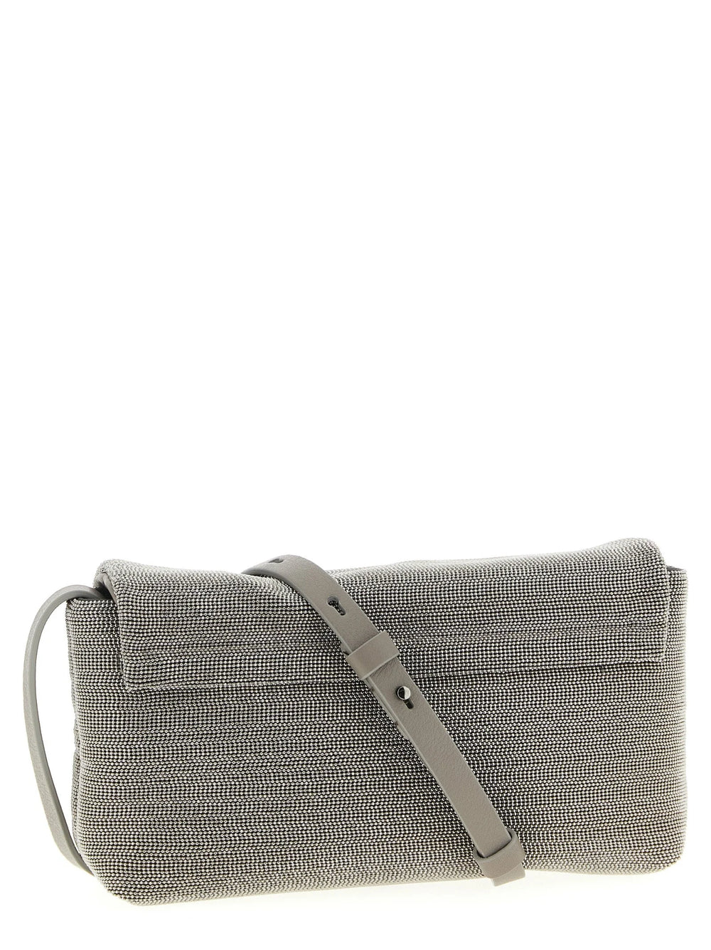 Brunello Cucinelli Silver Leather Clutch Bag