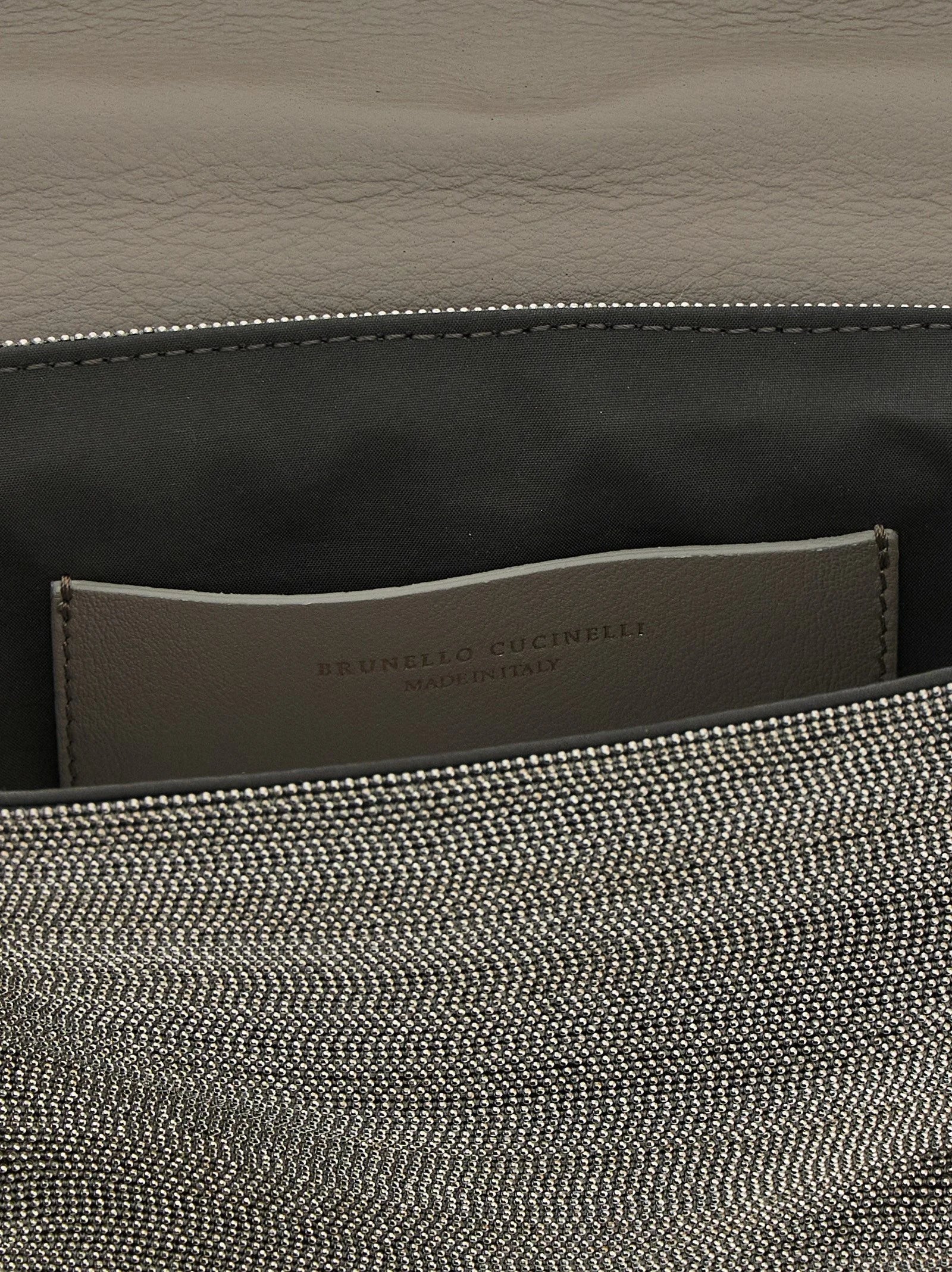 Brunello Cucinelli Silver Leather Clutch Bag