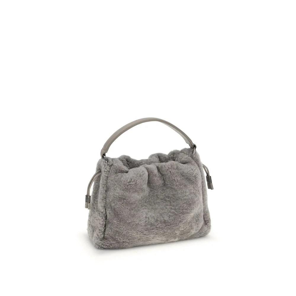 Brunello Cucinelli Small shearling Mellow Shoulder Bag