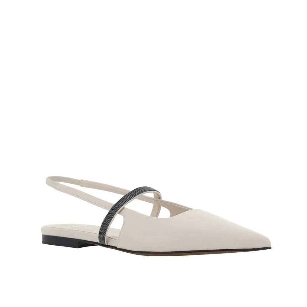 Brunello Cucinelli White Calfskin Ballet Flats - EU36/US6