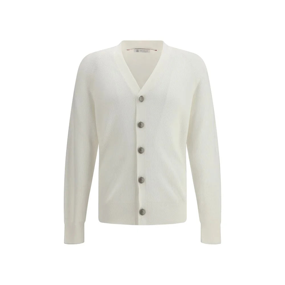 Brunello Cucinelli White Cotton Cardigan