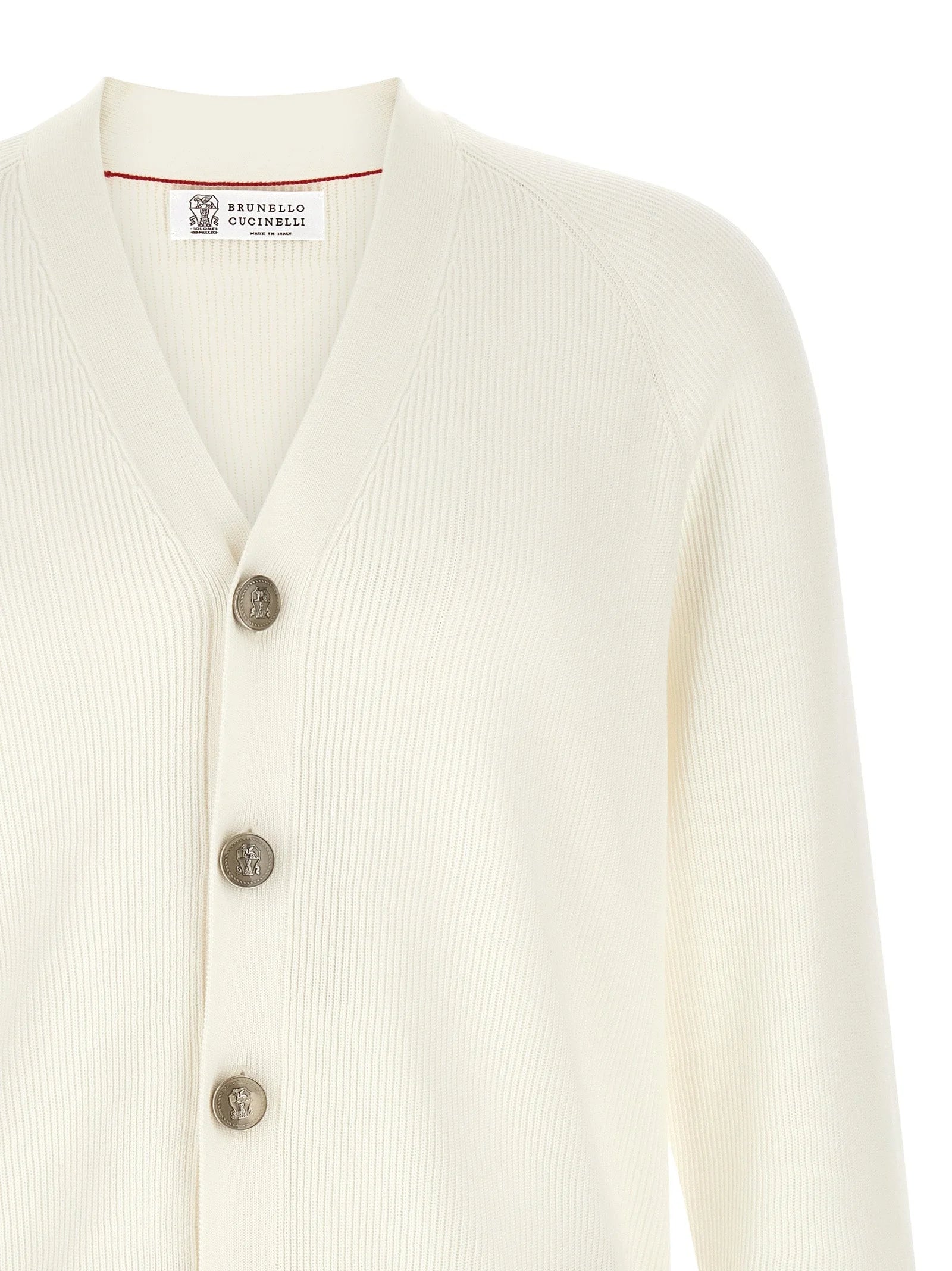 Brunello Cucinelli White Cotton Cardigan - XXL