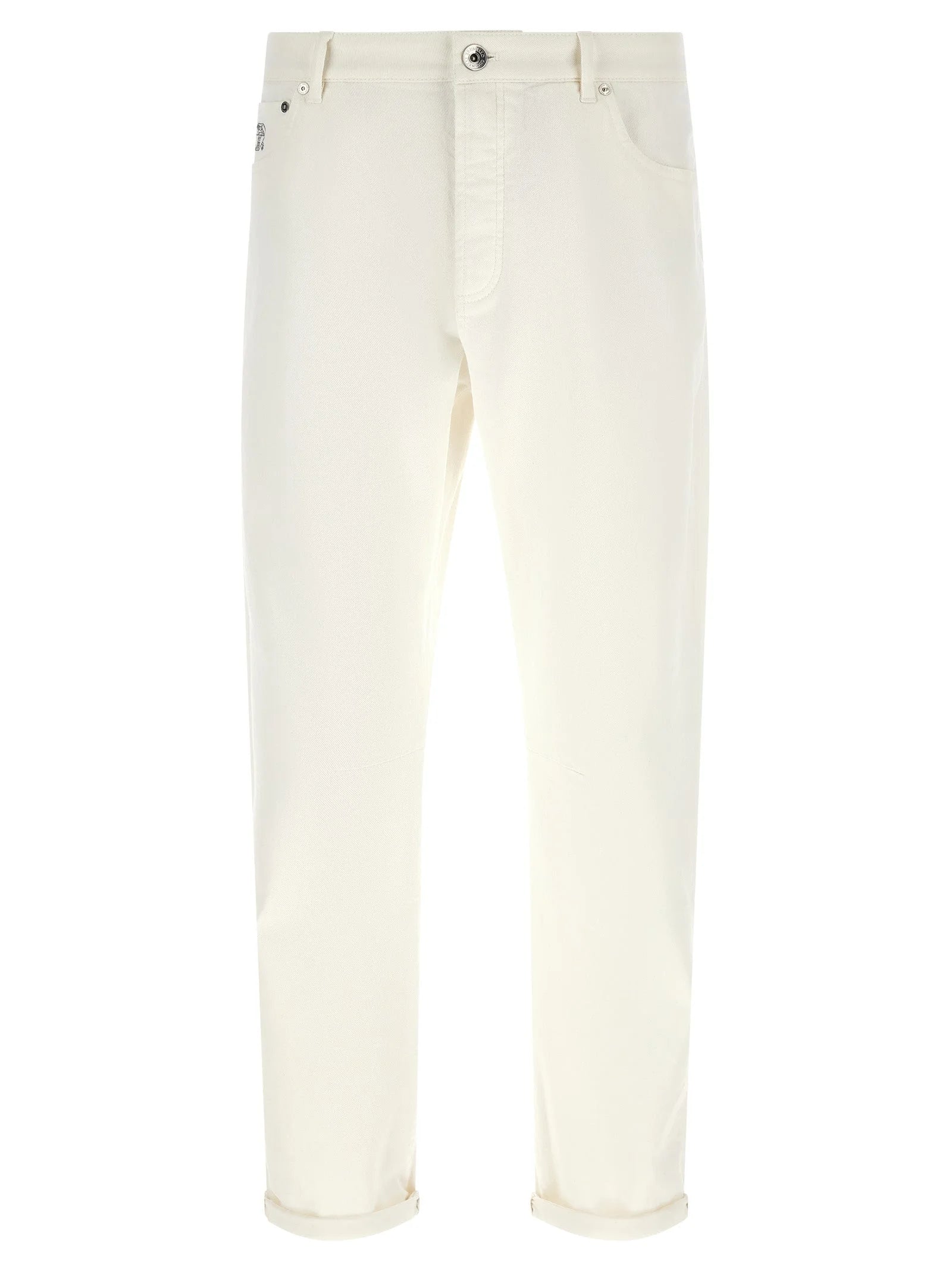 Brunello Cucinelli White Cotton Cropped Jeans