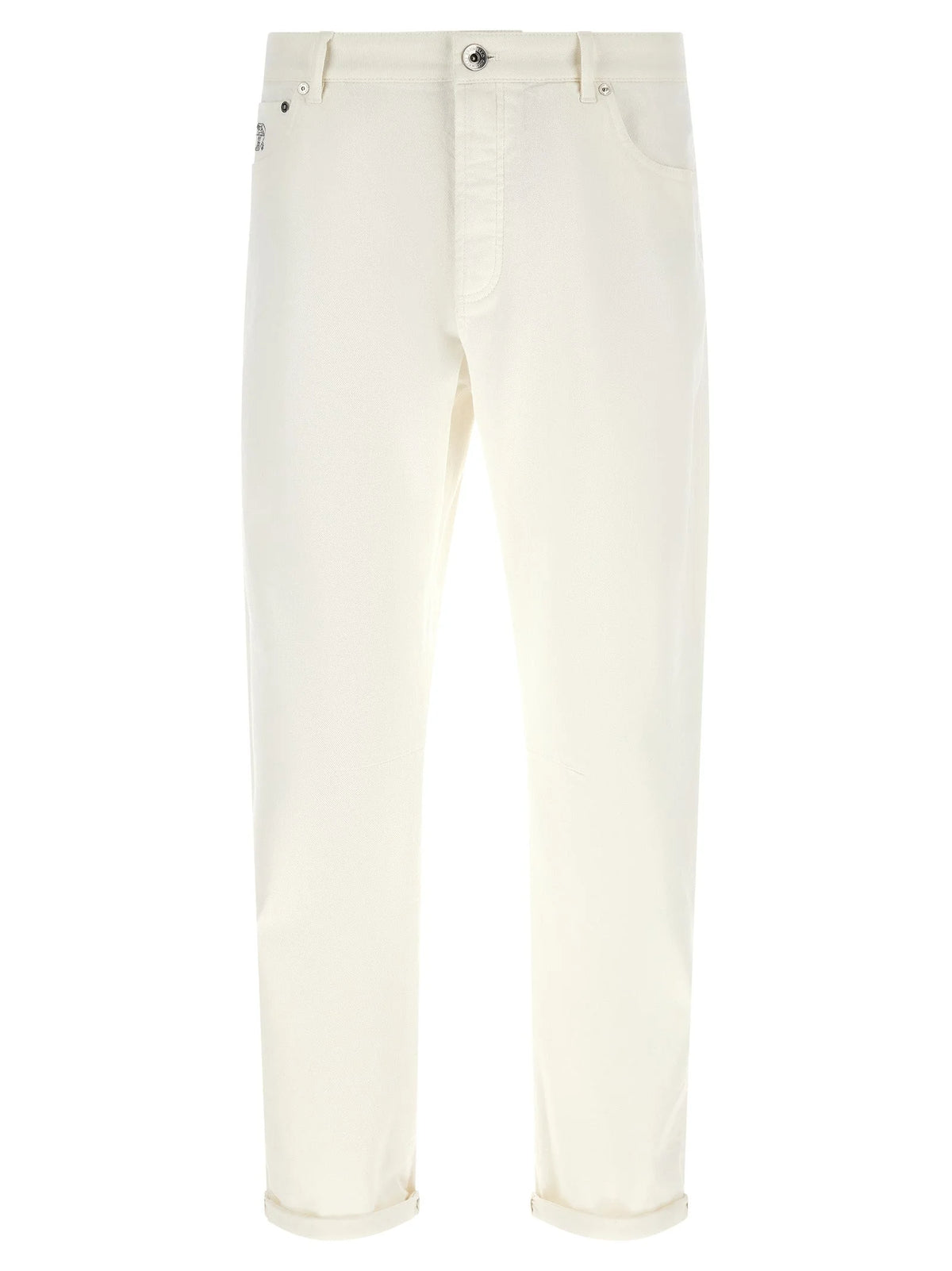 Brunello Cucinelli White Cotton Cropped Jeans