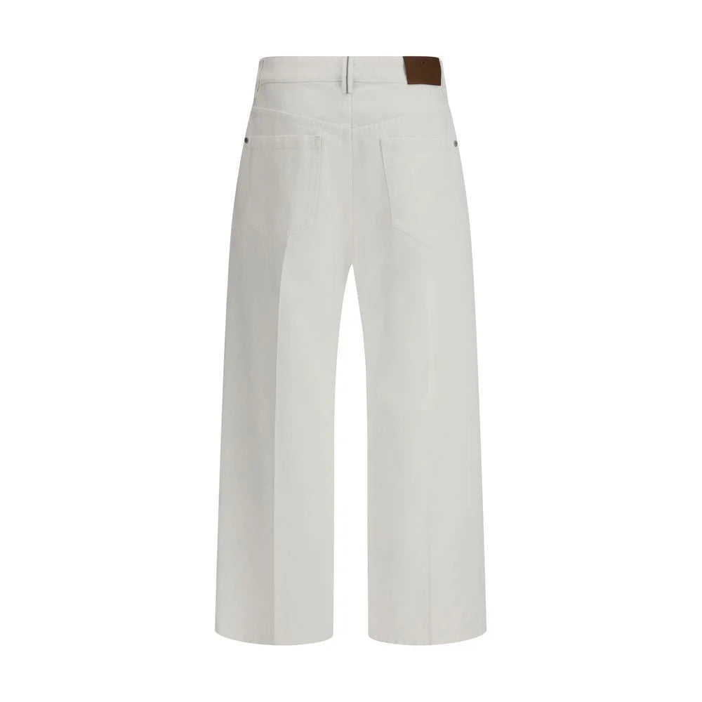 Brunello Cucinelli White Cotton Cropped Jeans