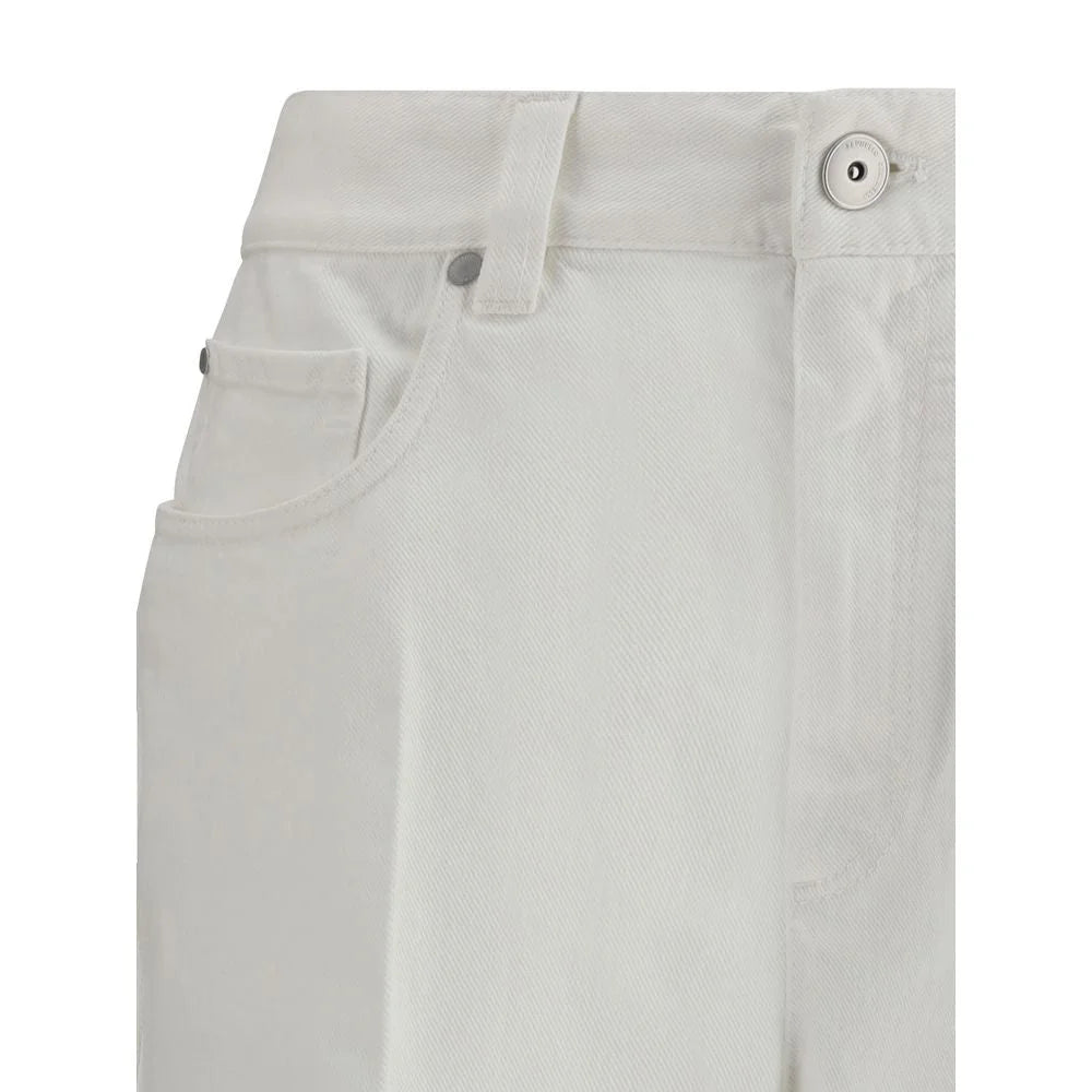 Brunello Cucinelli White Cotton Cropped Jeans