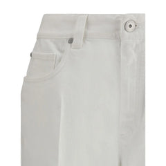 Brunello Cucinelli White Cotton Cropped Jeans