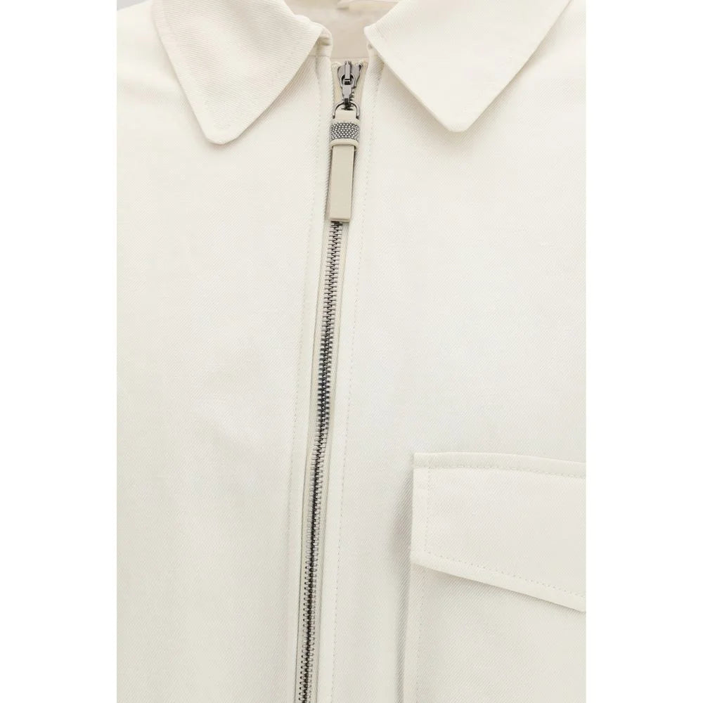 Brunello Cucinelli White Cotton Denim Jacket