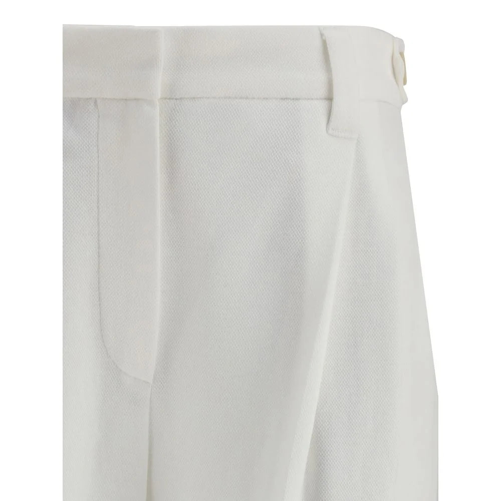 Brunello Cucinelli White Cotton Dress Pants