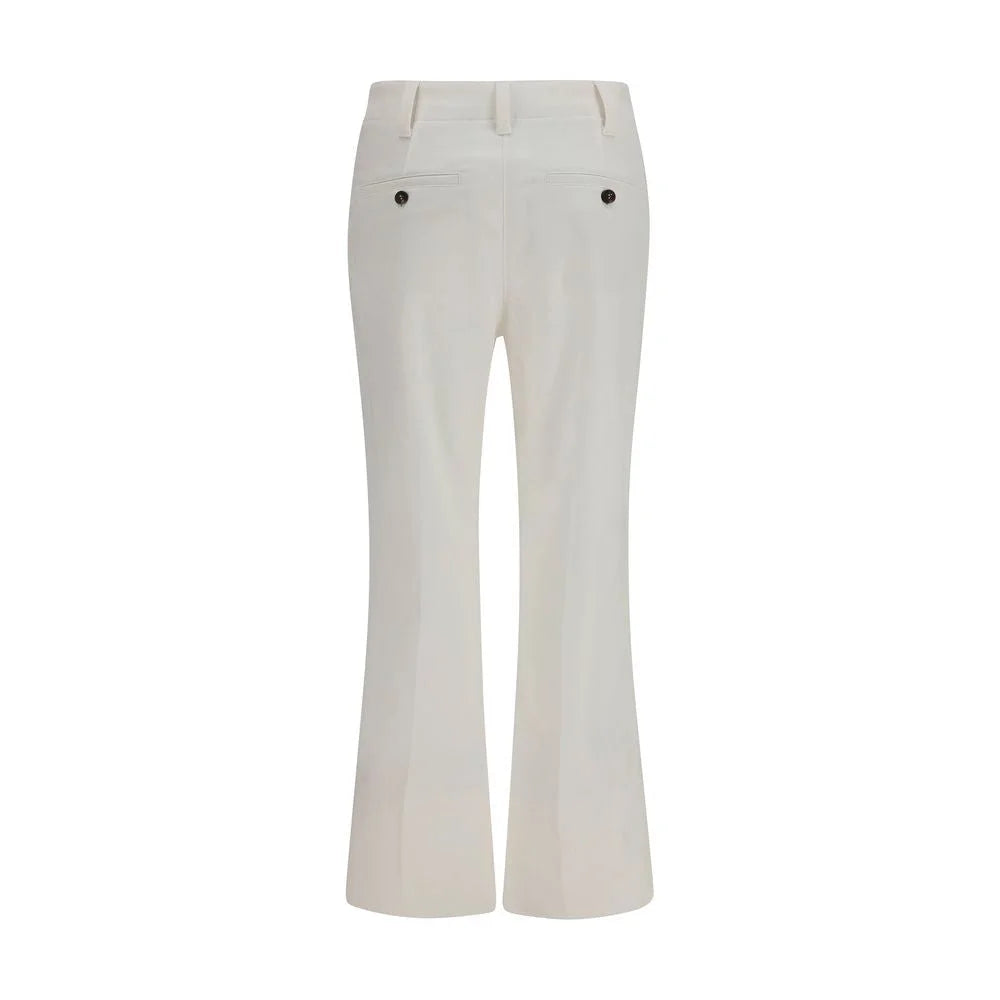 Brunello Cucinelli White Cotton Flared Pants