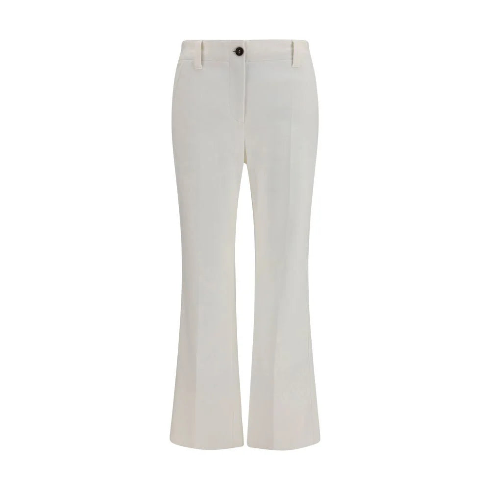Brunello Cucinelli White Cotton Flared Pants