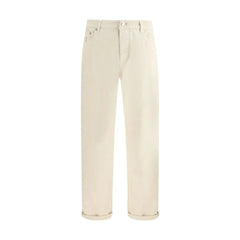 Brunello Cucinelli White Cotton High-Waisted Jean