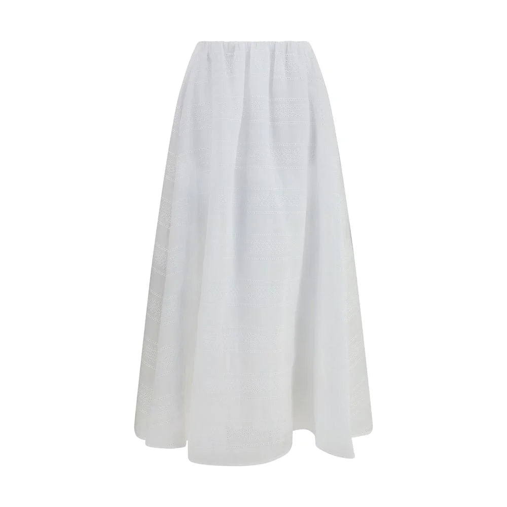 Brunello Cucinelli White Cotton Long Skirt - IT42 | L