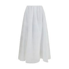 Brunello Cucinelli White Cotton Long Skirt - IT42 | L