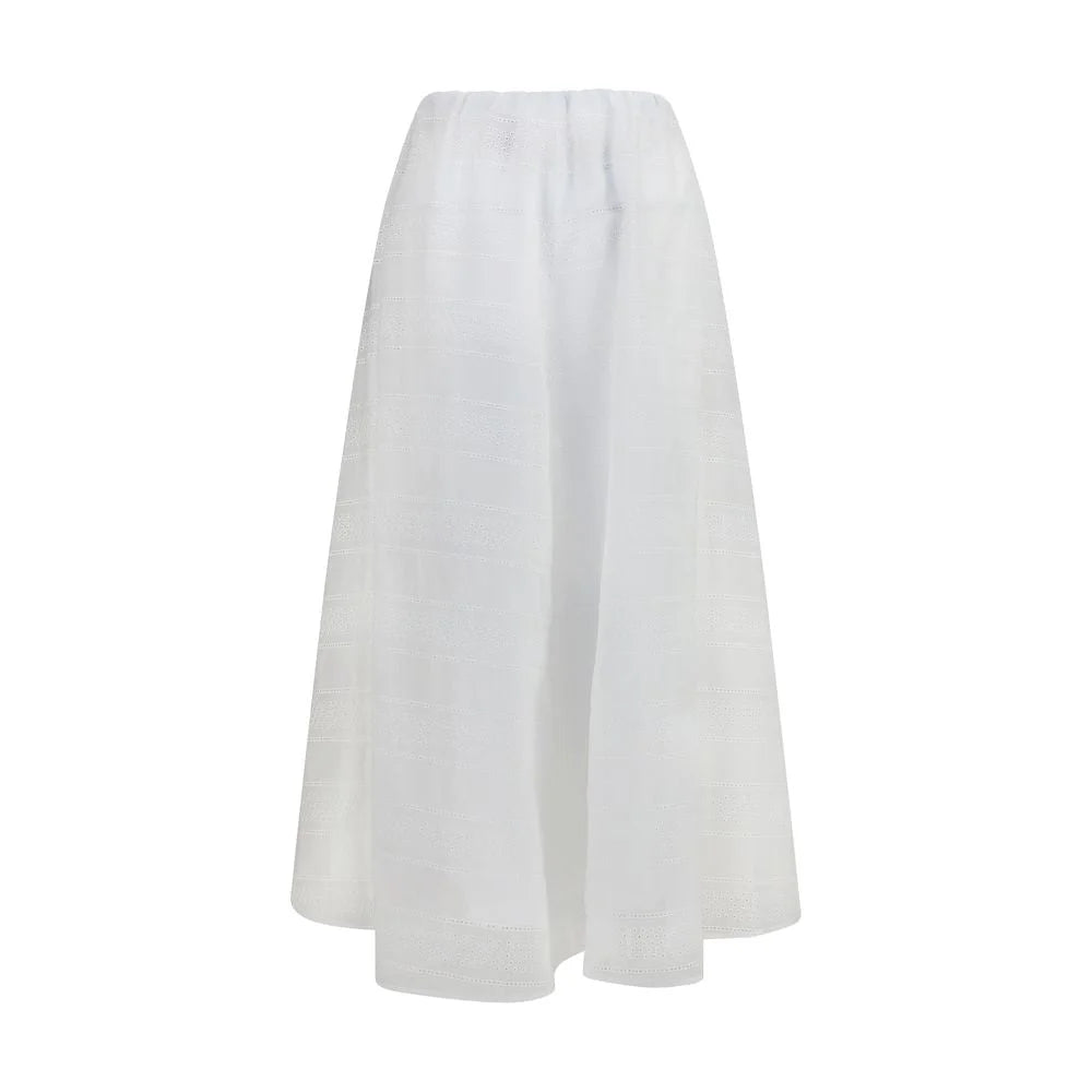 Brunello Cucinelli White Cotton Long Skirt - IT42 | L