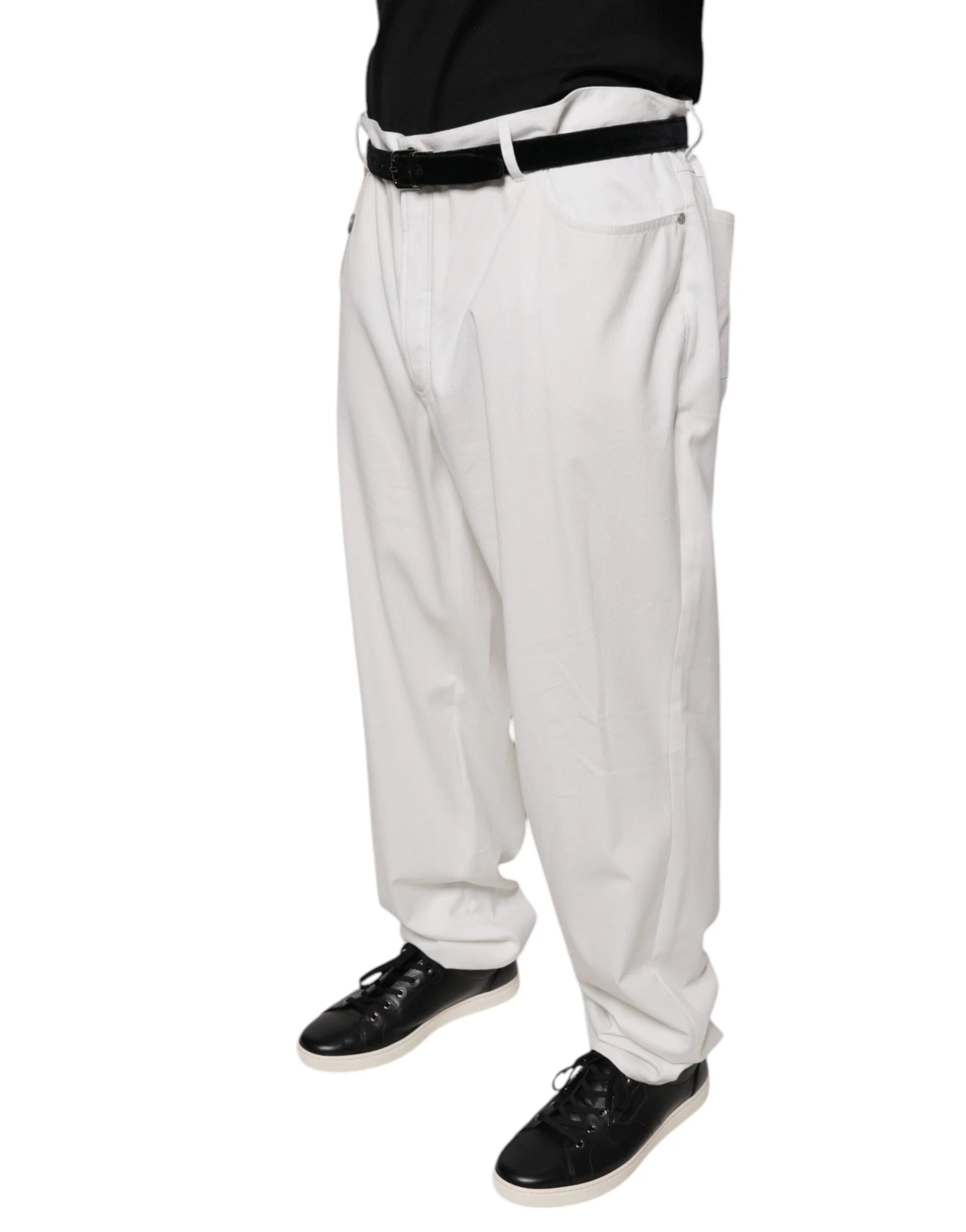 Brunello Cucinelli White Cotton Men Dress Tapered Pants - 64 - Trousers