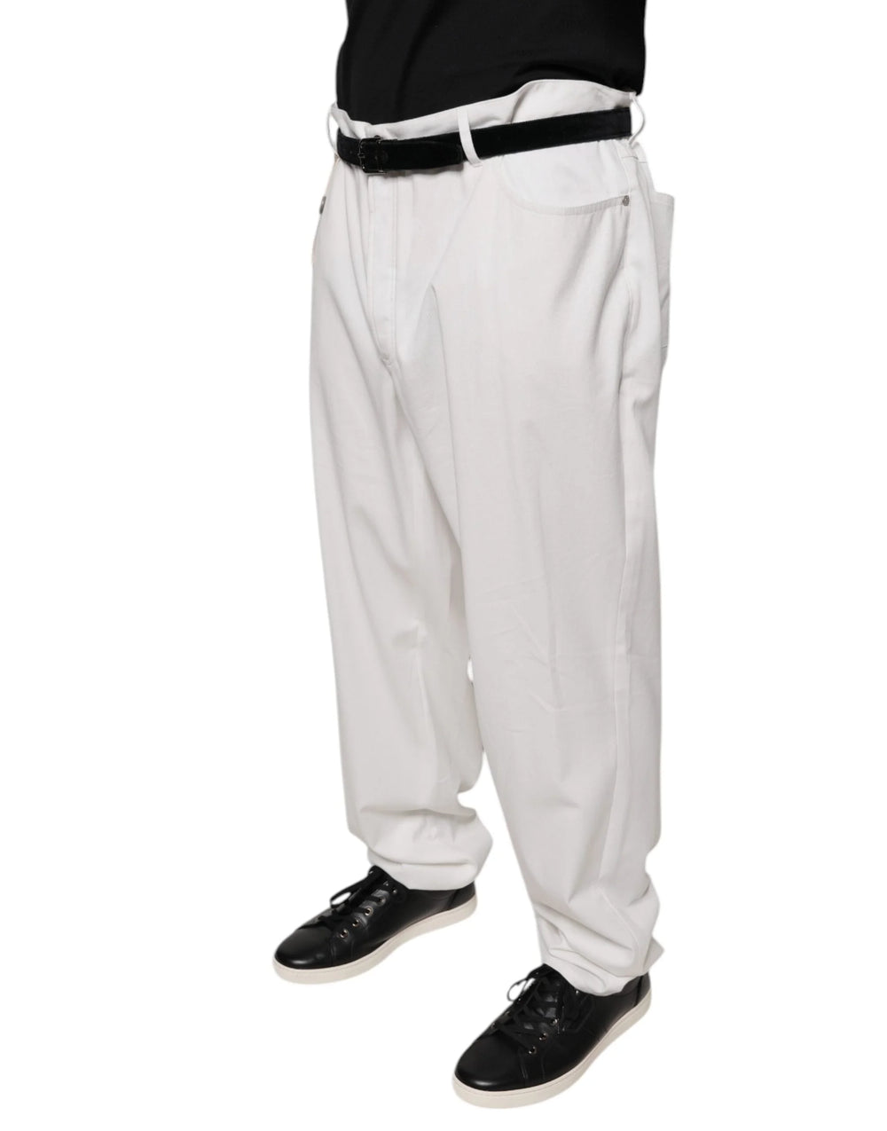 Brunello Cucinelli White Cotton Men Dress Tapered Pants - 64 - Trousers