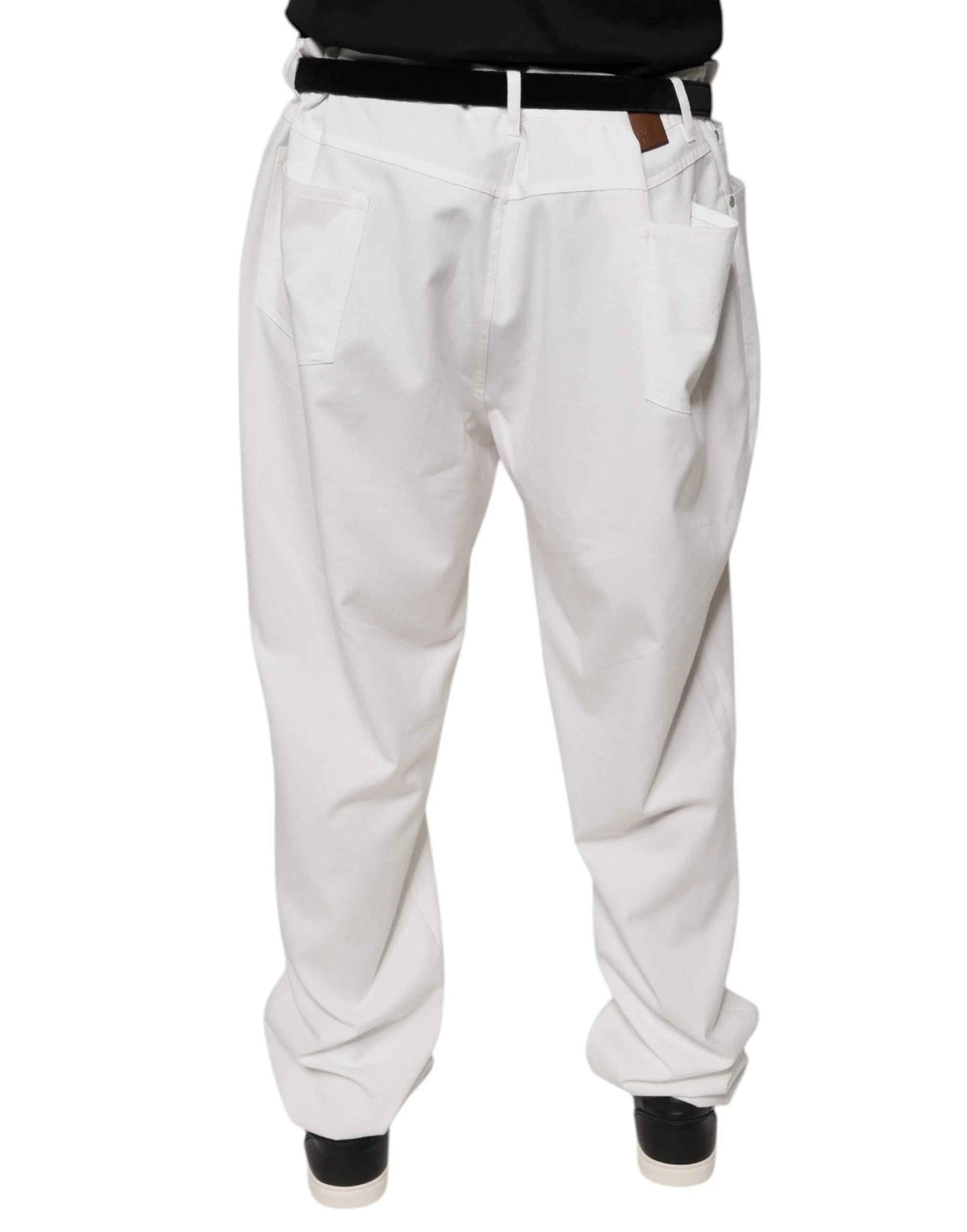 Brunello Cucinelli White Cotton Men Dress Tapered Pants - 64 - Trousers