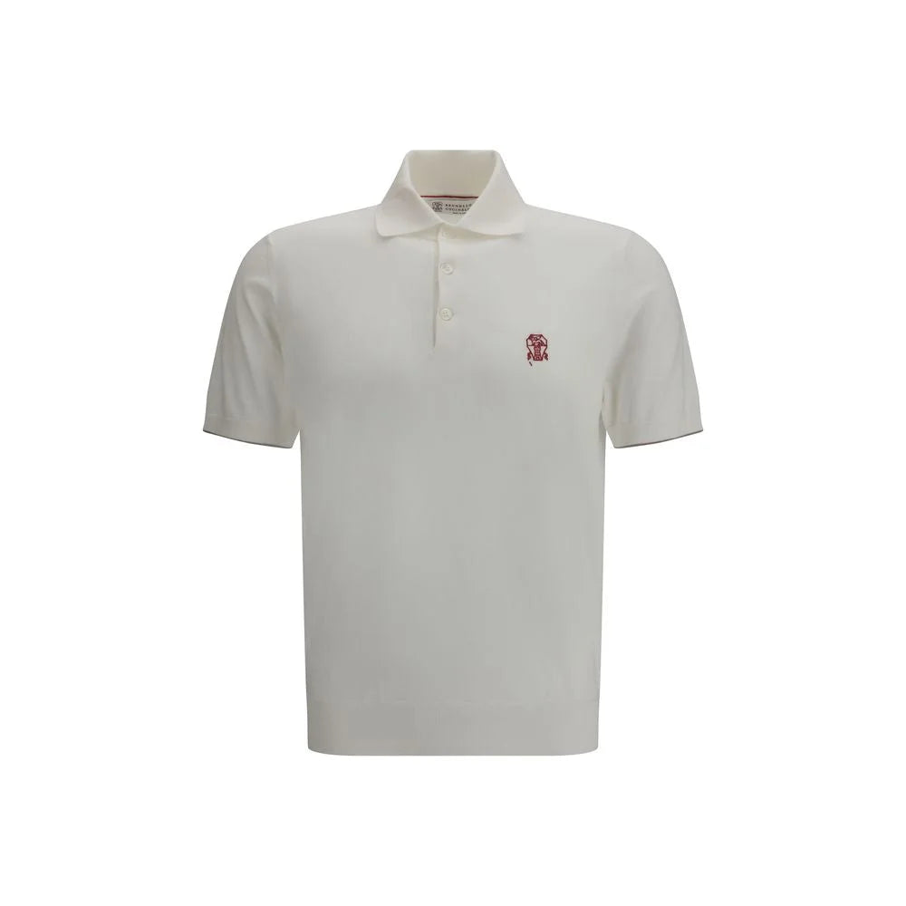 Brunello Cucinelli White Cotton Polo Shirt