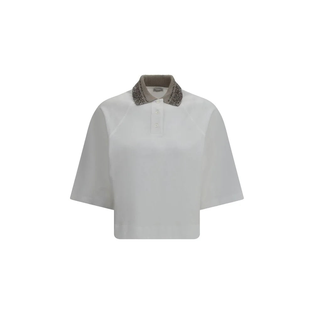 Brunello Cucinelli White Cotton Polo Shirt