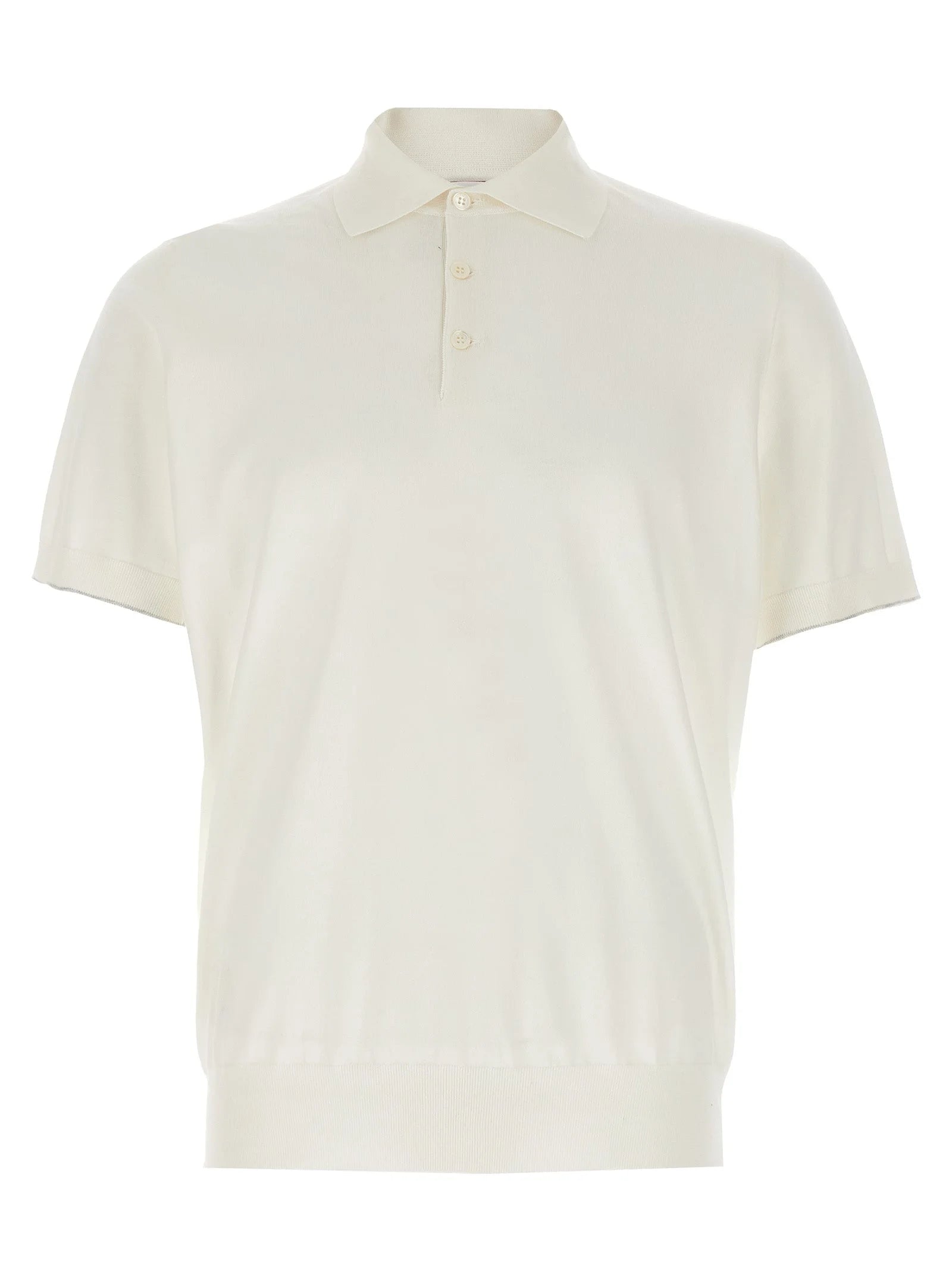 Brunello Cucinelli White Cotton Polo Shirt