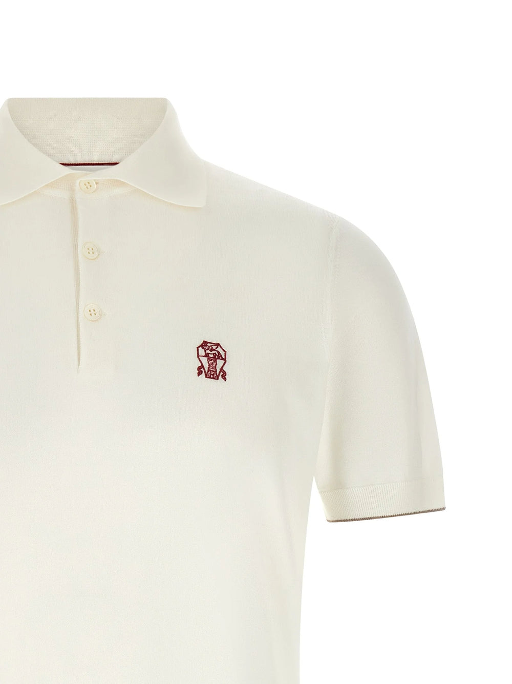 Brunello Cucinelli White Cotton Polo Shirt