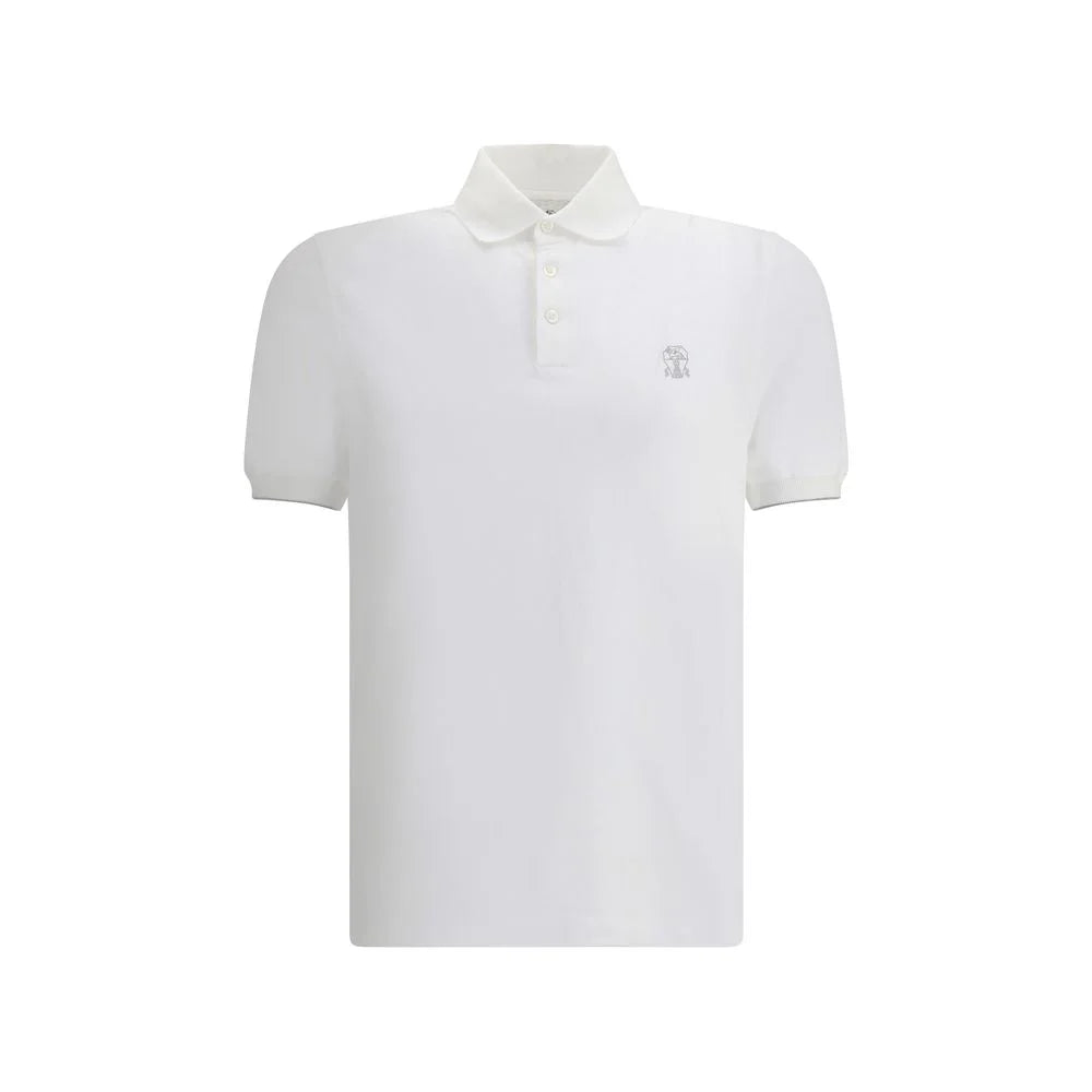 Brunello Cucinelli White Cotton Polo Shirt