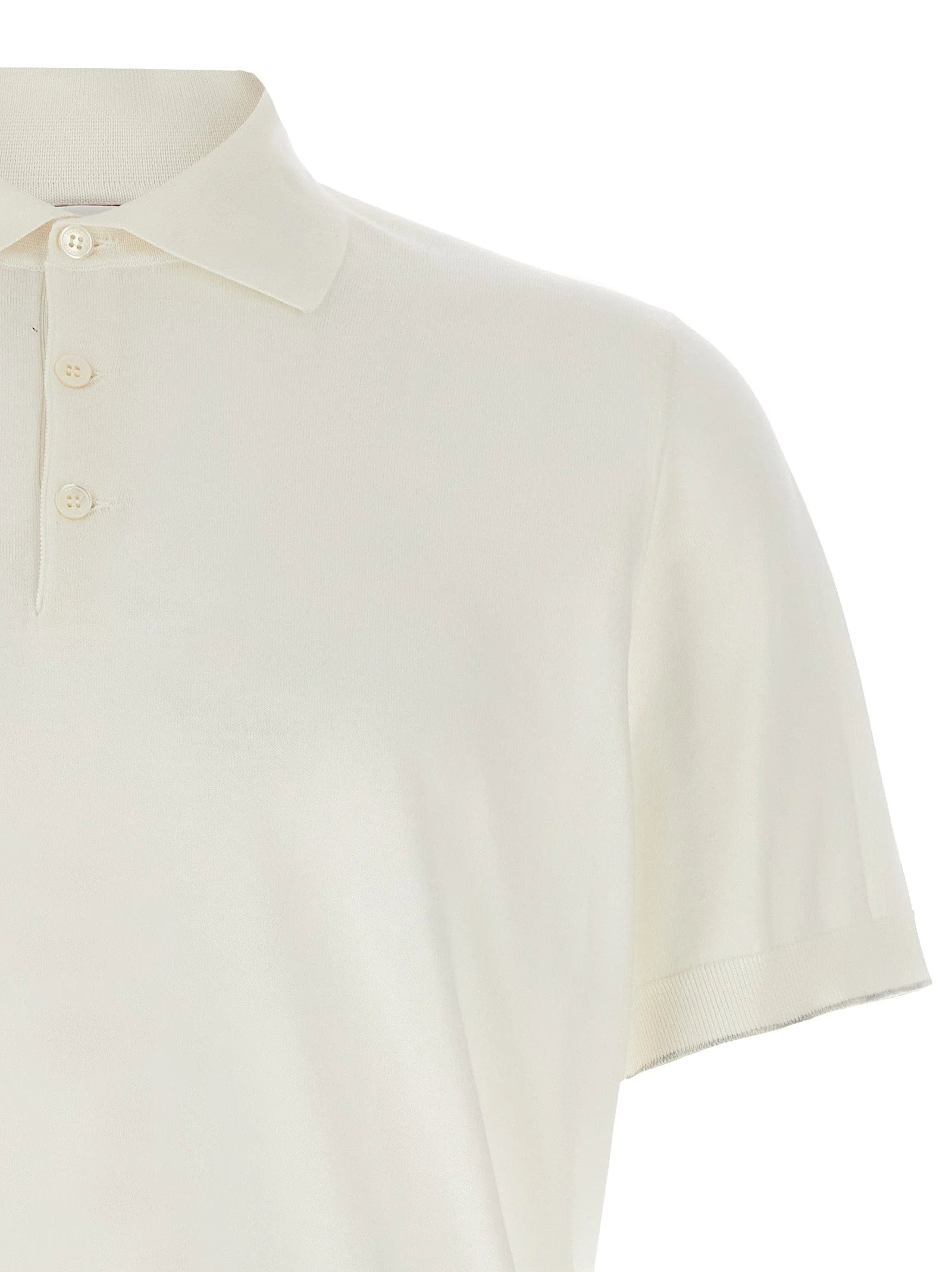 Brunello Cucinelli White Cotton Polo Shirt