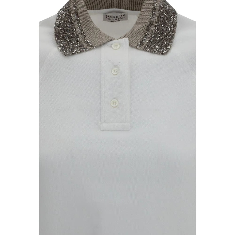 Brunello Cucinelli White Cotton Polo Shirt