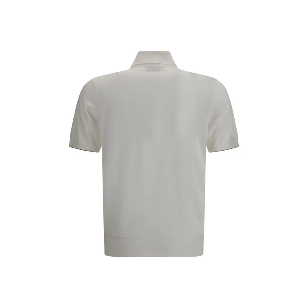 Brunello Cucinelli White Cotton Polo Shirt