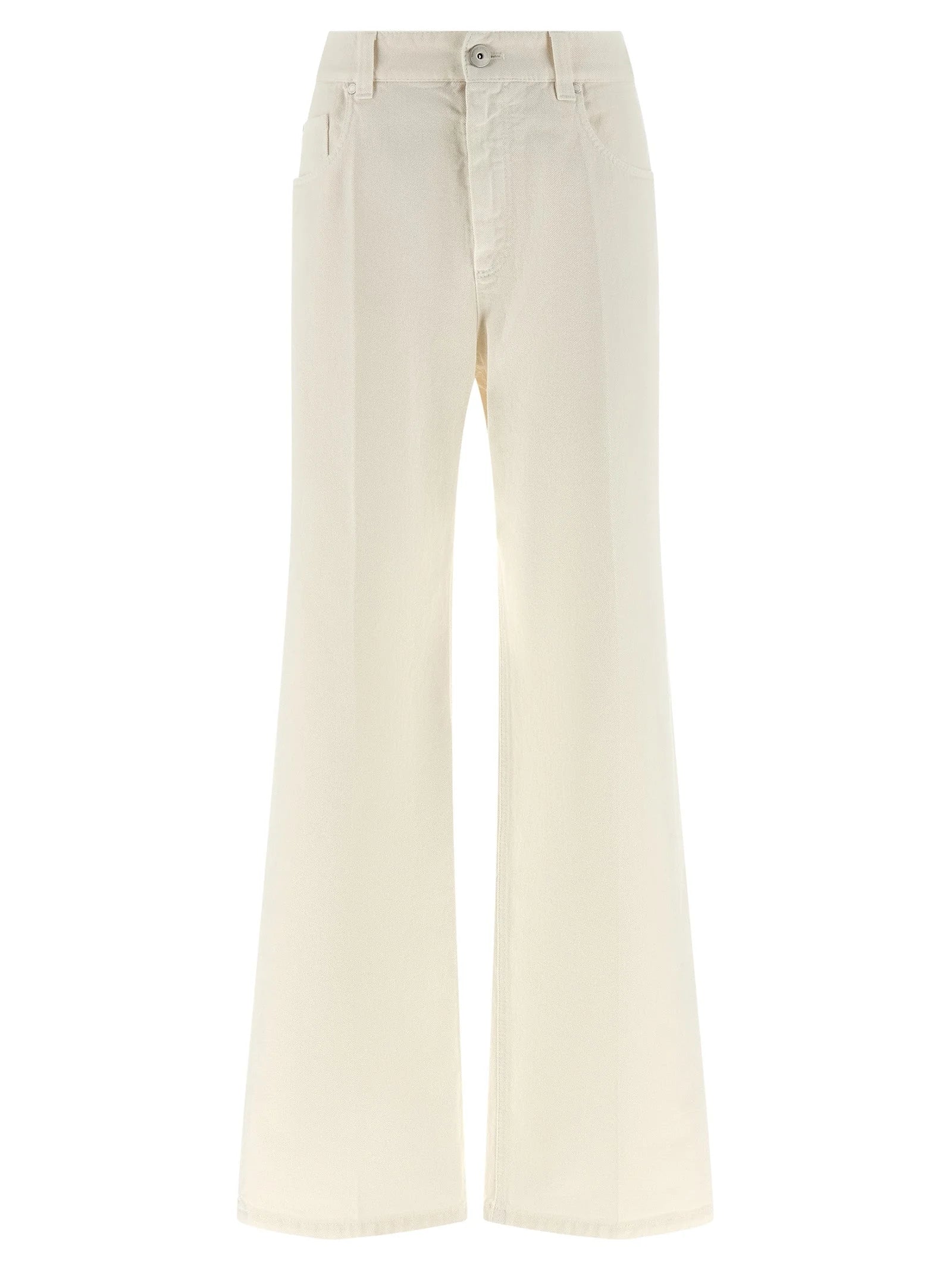 Brunello Cucinelli White Cotton Relaxed Fit Jeans