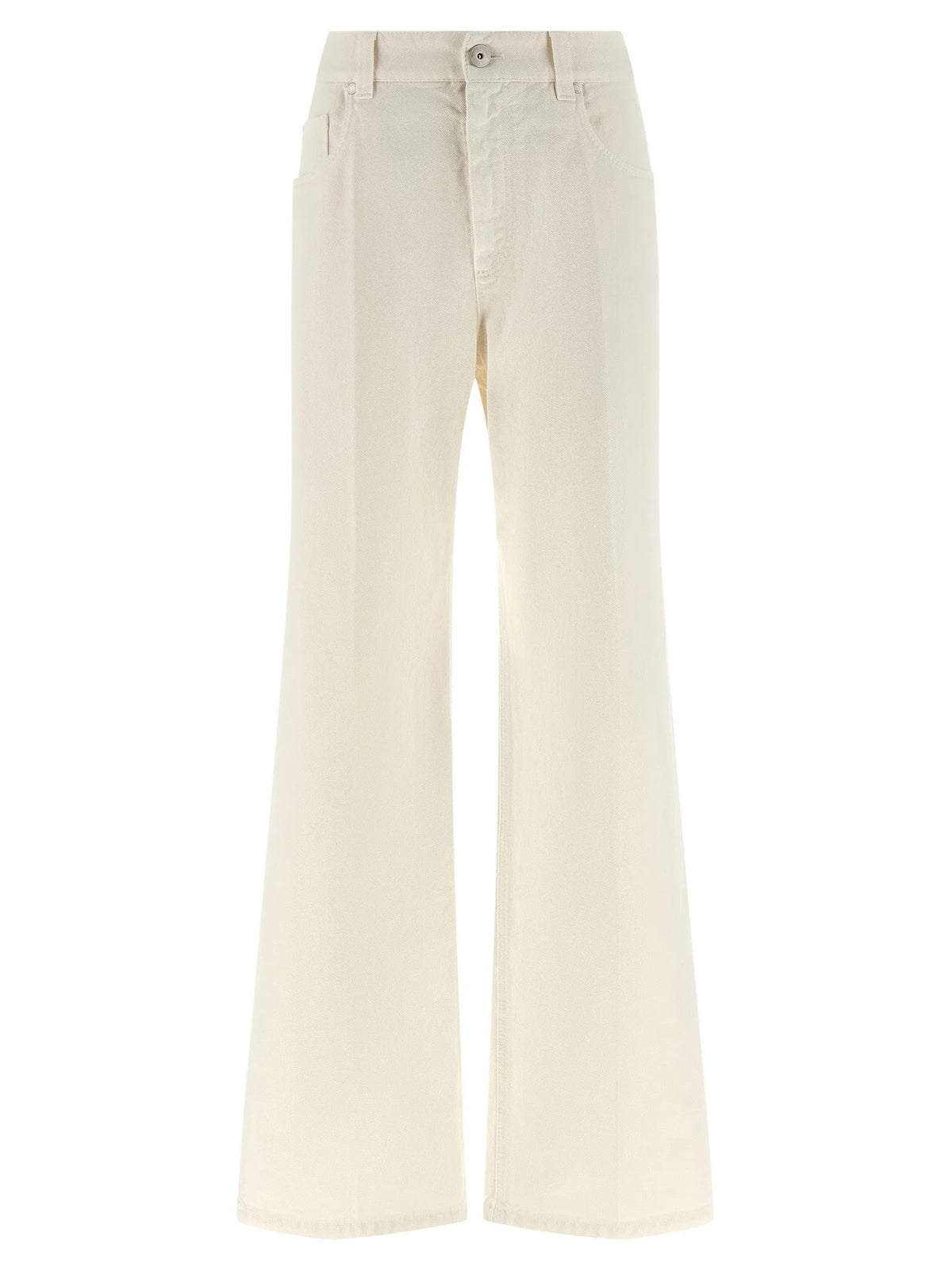 Brunello Cucinelli White Cotton Relaxed Fit Jeans