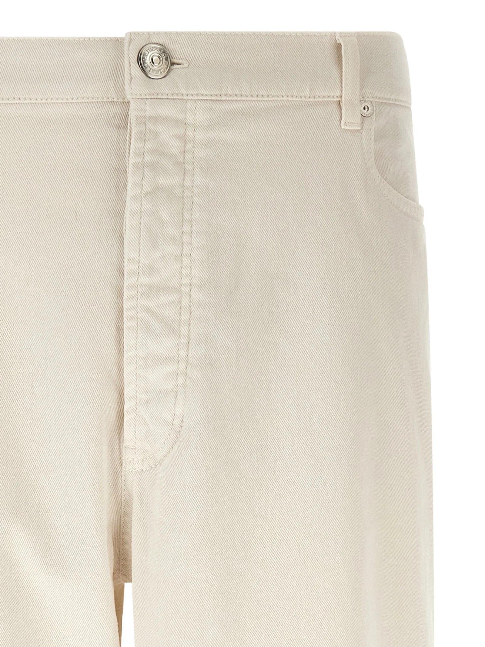 Brunello Cucinelli White Cotton Relaxed Fit Jeans