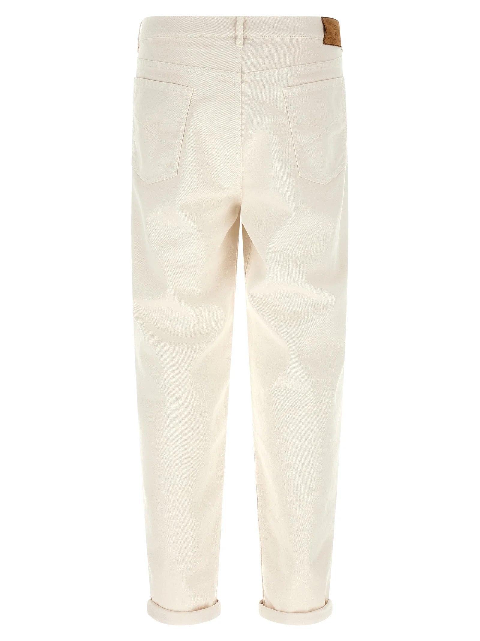 Brunello Cucinelli White Cotton Relaxed Fit Jeans