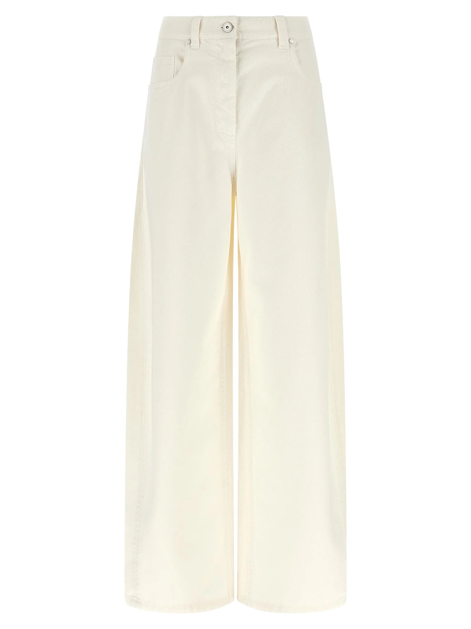Brunello Cucinelli White Cotton Relaxed Fit Jeans