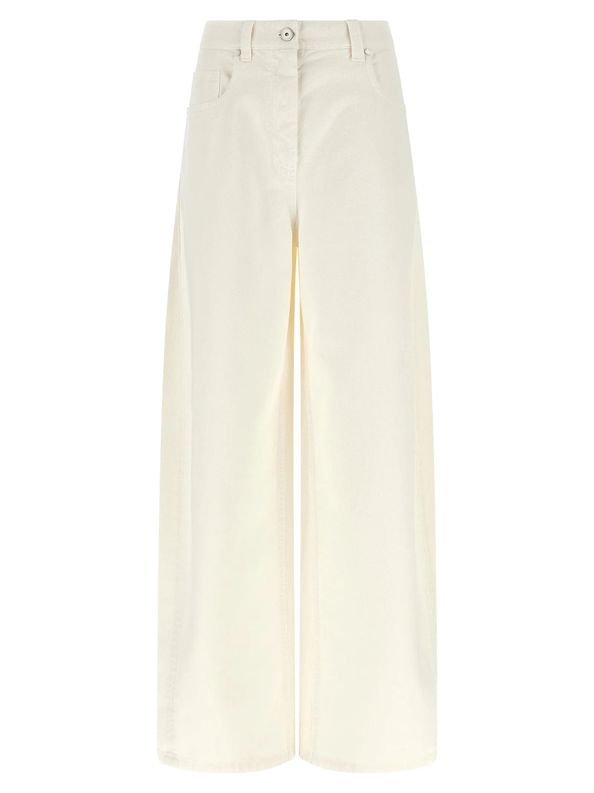 Brunello Cucinelli White Cotton Relaxed Fit Jeans