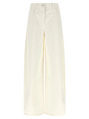 Brunello Cucinelli White Cotton Relaxed Fit Jeans