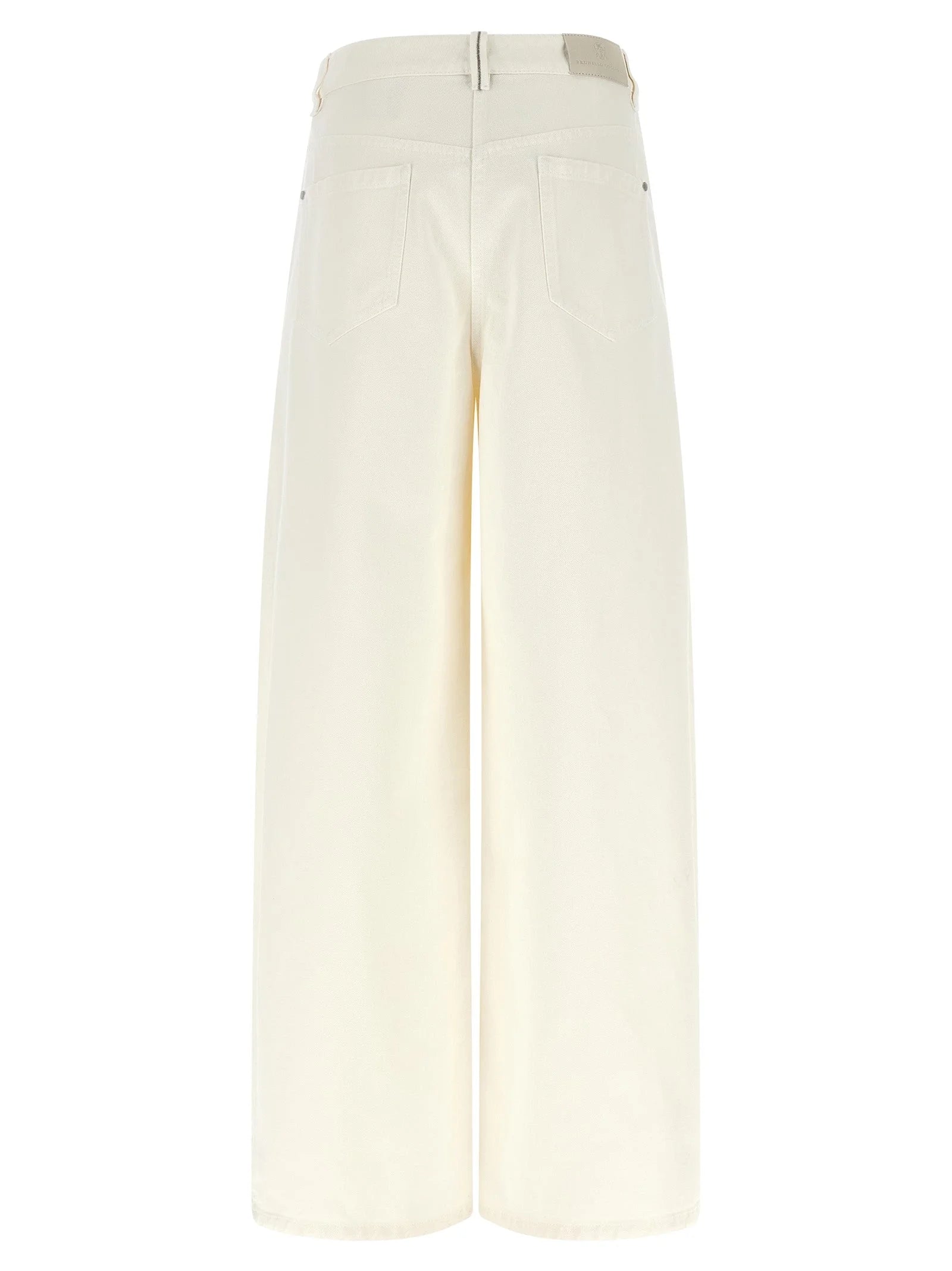 Brunello Cucinelli White Cotton Relaxed Fit Jeans