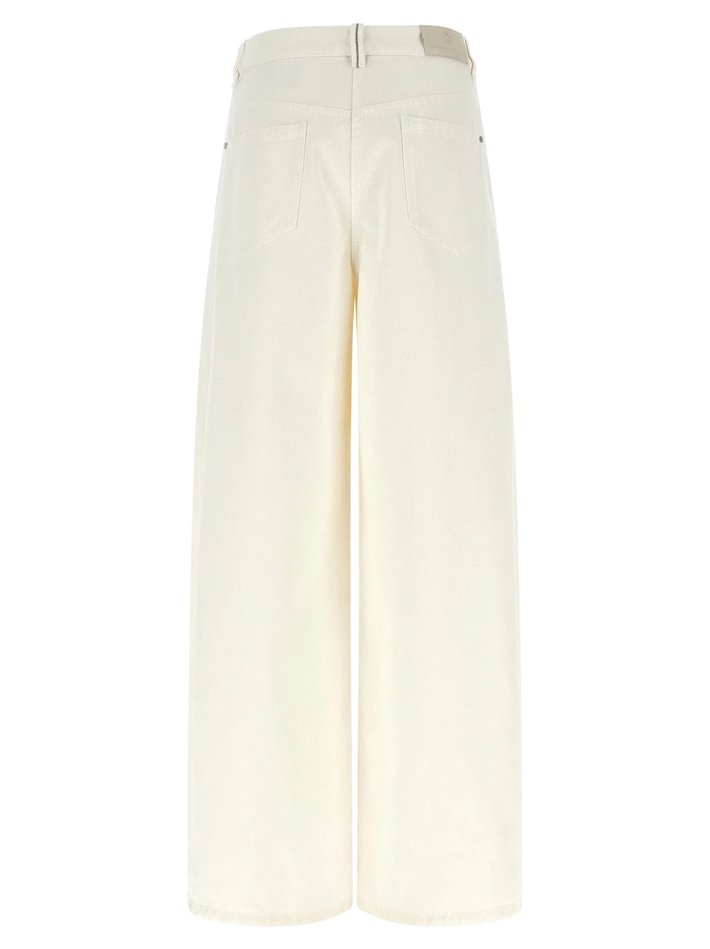 Brunello Cucinelli White Cotton Relaxed Fit Jeans