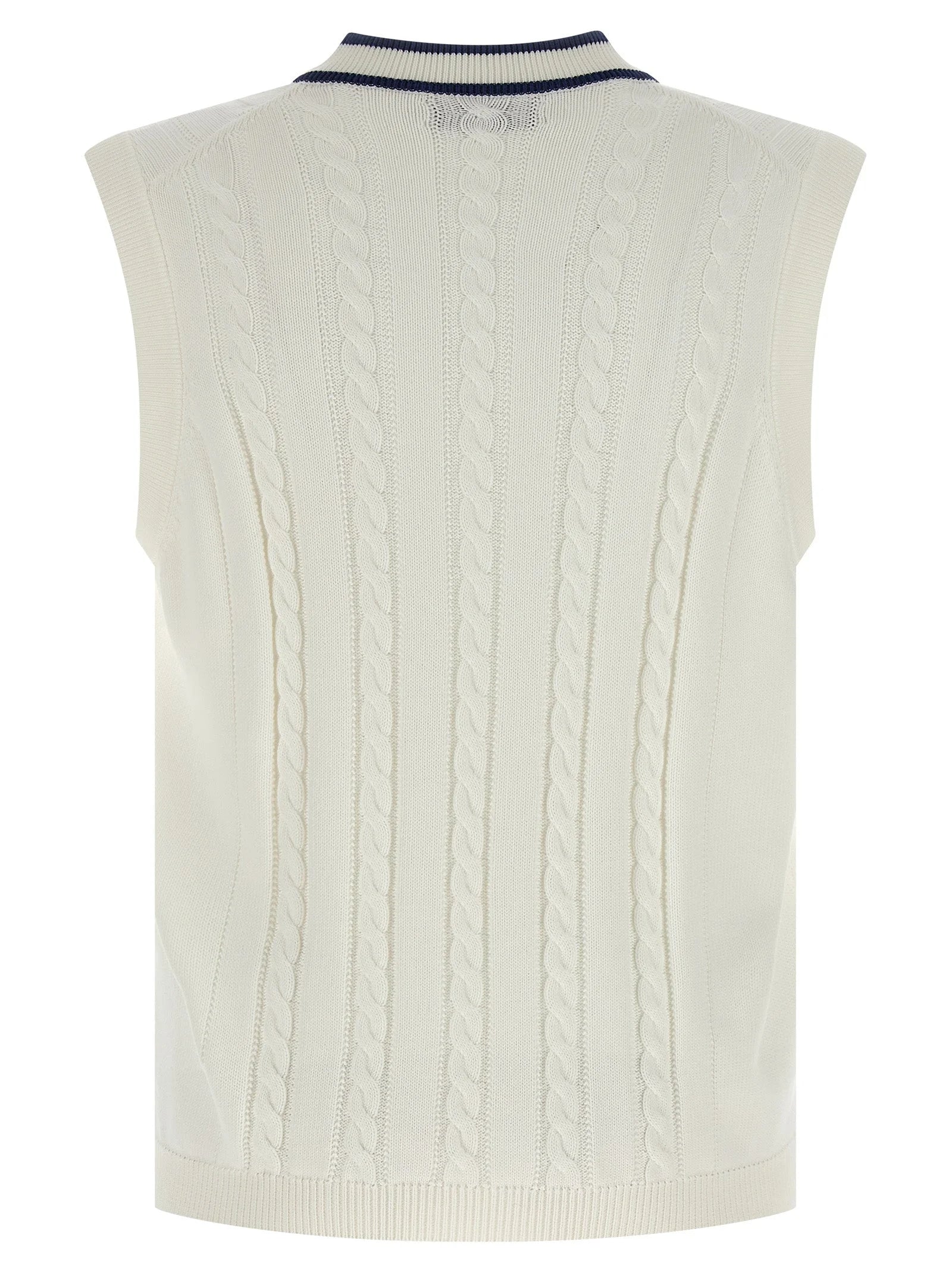 Brunello Cucinelli White Cotton Sleeveles Sweater - L