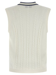 Brunello Cucinelli White Cotton Sleeveles Sweater - L