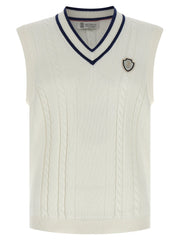 Brunello Cucinelli White Cotton Sleeveles Sweater - L